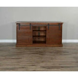 65" TV Stand Media Console Sliding Barn Doors Rustic Brown TV Stands & Media Centers LOOMLAN By Sunny D