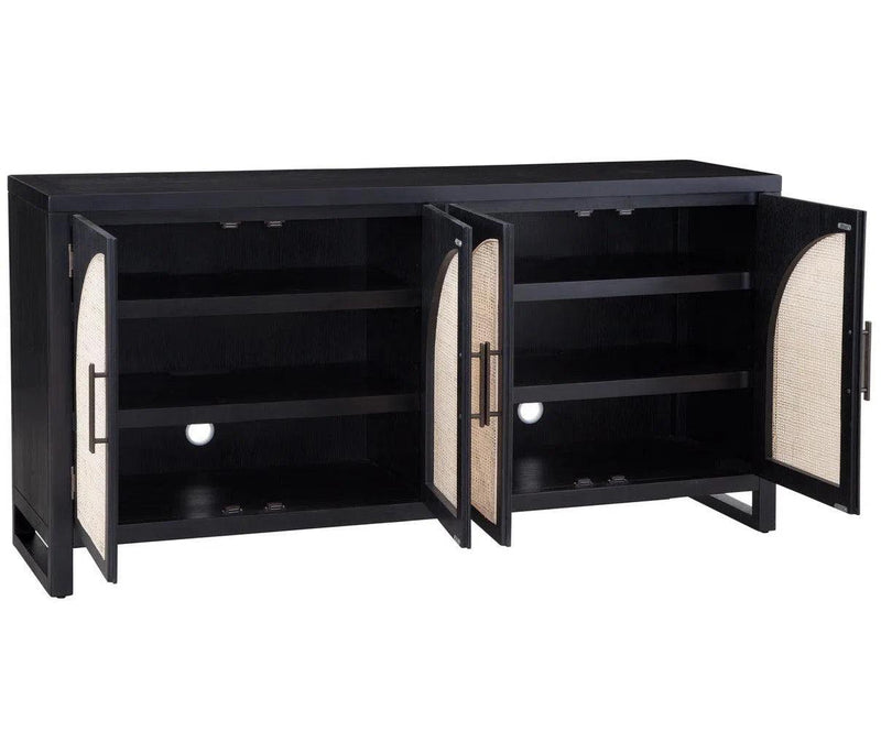 65" Two Tone White and Black Small Wood Sideboard for Dining Room Sideboards LOOMLAN By Bassett Mirror