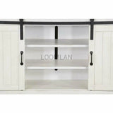 65" White TV Stand Credenza With Sliding Doors White Wash Cabinet TV Stands & Media Centers LOOMLAN By Sunny D