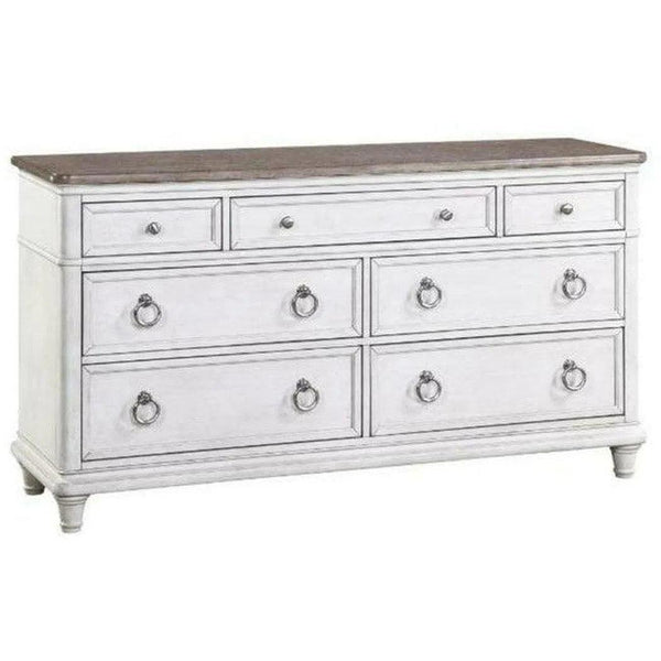 66" White Two-Tone Wooden Dresser Dressers LOOMLAN By Panama Jack