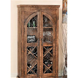 67" Rustic Wood Iron Filigree Door Wine Cabinet Bar Home Bar Cabinets LOOMLAN By LOOMLAN