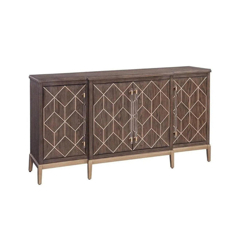 68" Perrine Brown And Gold Wooden Sideboard for Dining Room