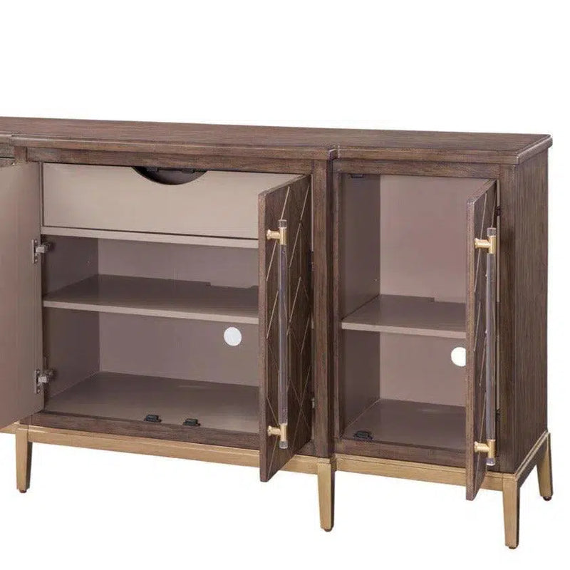 68" Perrine Brown And Gold Wooden Sideboard for Dining Room Sideboards LOOMLAN By Bassett Mirror