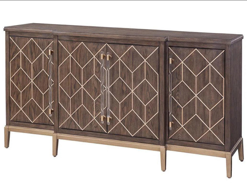 68" Perrine Brown And Gold Wooden Sideboard for Dining Room Sideboards LOOMLAN By Bassett Mirror