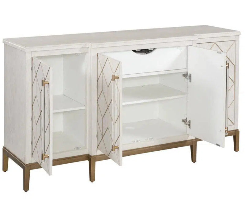 68" Perrine Gold and Whitewashed Sideboard for Dining Room Sideboards LOOMLAN By Bassett Mirror