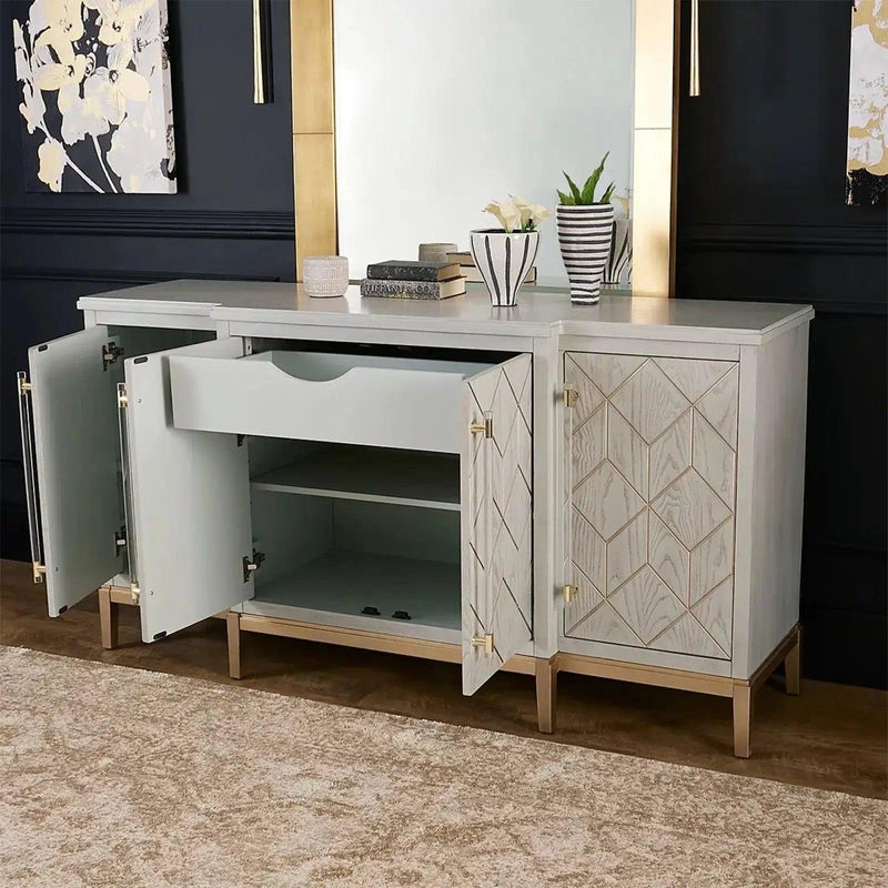 68" Perrine Gold and Whitewashed Sideboard for Dining Room Sideboards LOOMLAN By Bassett Mirror