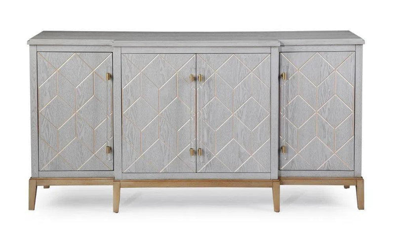 68" Perrine Grey And Gold Wooden Sideboard for Dining Room Sideboards LOOMLAN By Bassett Mirror