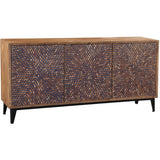 69" Brown Three Door Mid Century Sideboard for Dining Room Sideboards LOOMLAN By Bassett Mirror