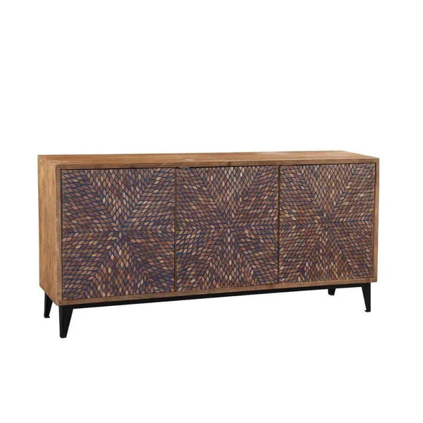 69" Brown Three Door Mid Century  Sideboard for Dining Room