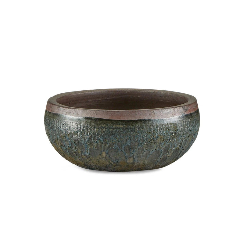 7.5 in. Lyra Ceramic Black Planter Outdoor Planters LOOMLAN By Currey & Co