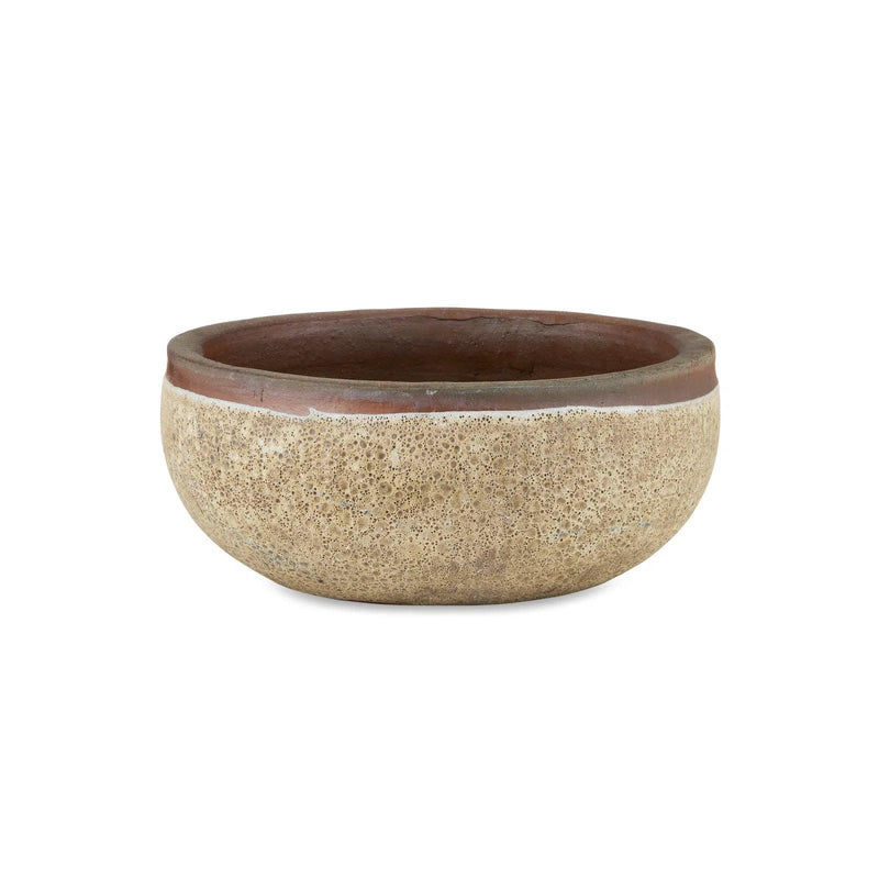 7.5 in. Lyra Ceramic Brown Planter Outdoor Planters LOOMLAN By Currey & Co