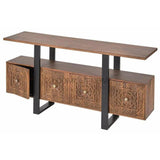 70" Bohemian Carved Wood Doors Boho Console Table Console Tables LOOMLAN By LOOMLAN