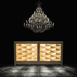 70" Gold Sideboard Geometric Pattern 4 Brass Doors Wood Base Sideboards LOOMLAN By LOOMLAN