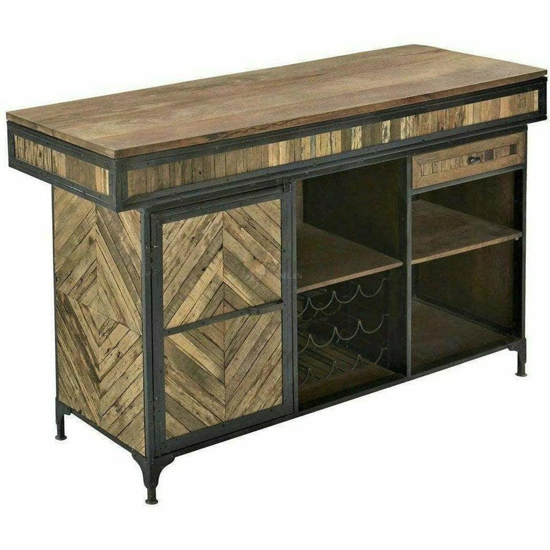 70" Rustic Mancave Home Bar Island Server Counter Jack Home Bar Islands LOOMLAN By LOOMLAN