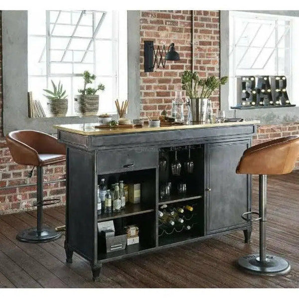 70" Rustic Mancave Home Bar Island Server Counter Jack Home Bar Islands LOOMLAN By LOOMLAN