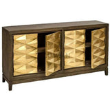 70" Slim Gold Doors Sideboard Brass Doors Handmade Pattern Sideboards LOOMLAN By LOOMLAN