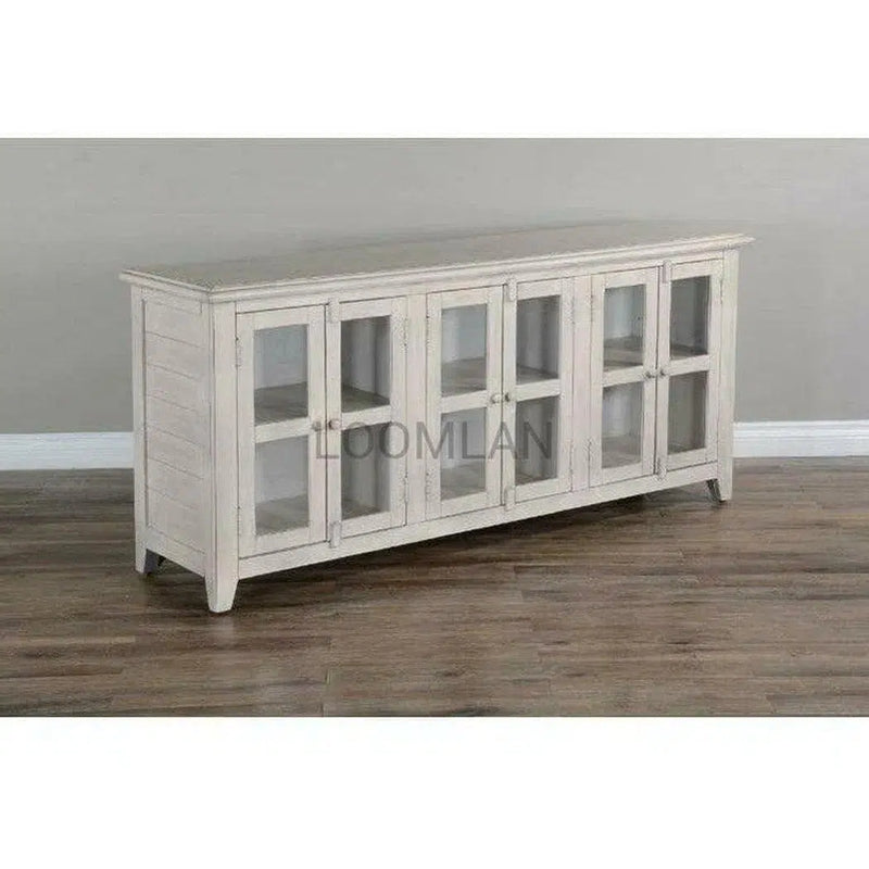 70" TV Stand Media Console Glass Doors Storage Cabinet TV Stands & Media Centers LOOMLAN By Sunny D