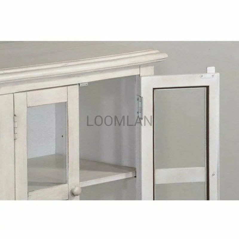 70" TV Stand Media Console Glass Doors Storage Cabinet TV Stands & Media Centers LOOMLAN By Sunny D