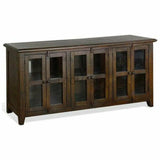 70" Wood Brown TV Stand Media Console Glass Doors Storage Cabinet TV Stands & Media Centers LOOMLAN By Sunny D