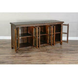 70" Wood Brown TV Stand Media Console Glass Doors Storage Cabinet TV Stands & Media Centers LOOMLAN By Sunny D