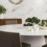 71" Contemporary High Gloss White Oval Dining Table for 6 People Dining Tables LOOMLAN By Moe's Home