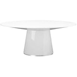 71" Contemporary High Gloss White Oval Dining Table for 6 People Dining Tables LOOMLAN By Moe's Home