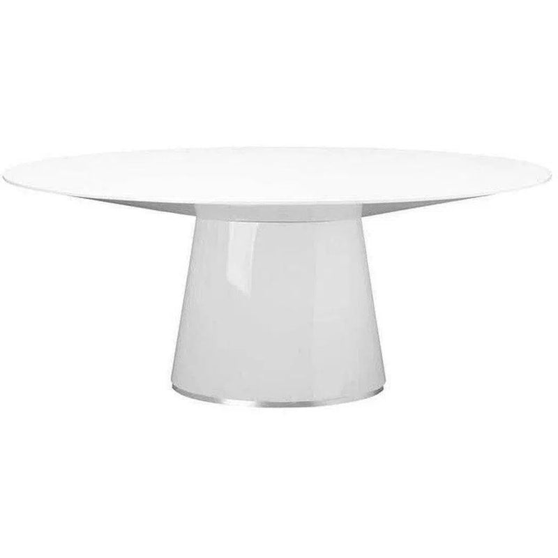 71" Contemporary High Gloss White Oval Dining Table for 6 People Dining Tables LOOMLAN By Moe's Home