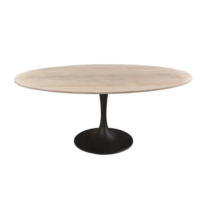 71" Contemporary Oval Brown Dining Table Wood Top With Base Dining Tables LOOMLAN By LH Imports