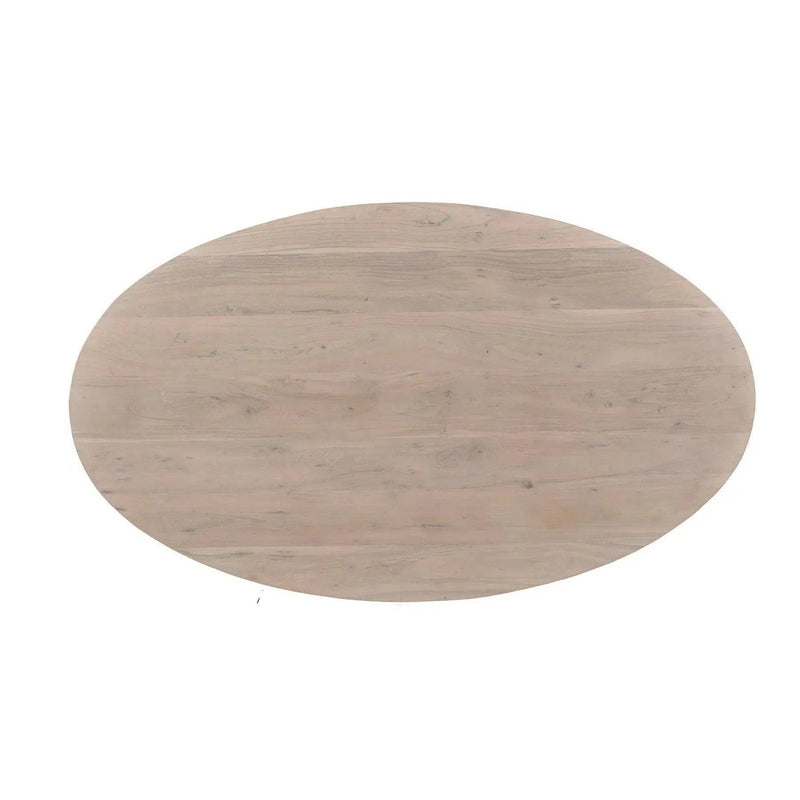 71" Contemporary Oval Brown Dining Table Wood Top With Base Dining Tables LOOMLAN By LH Imports