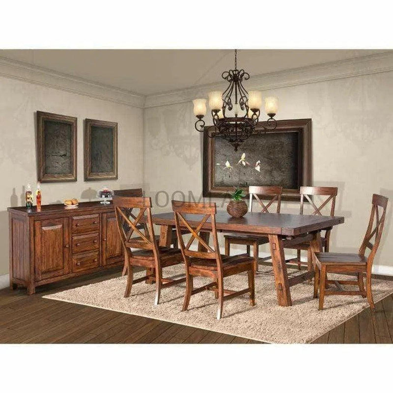 72 -106" Rustic Solid Wood Extendable Dining Table with 2 Leaves Dining Tables LOOMLAN By Sunny D