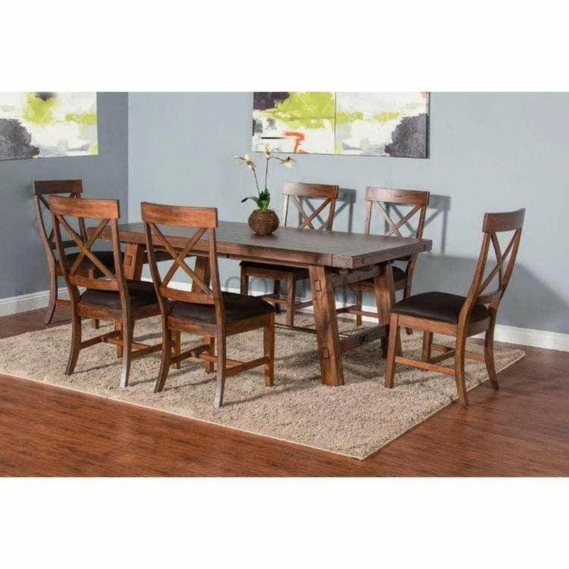 72 -106" Rustic Solid Wood Extendable Dining Table with 2 Leaves Dining Tables LOOMLAN By Sunny D