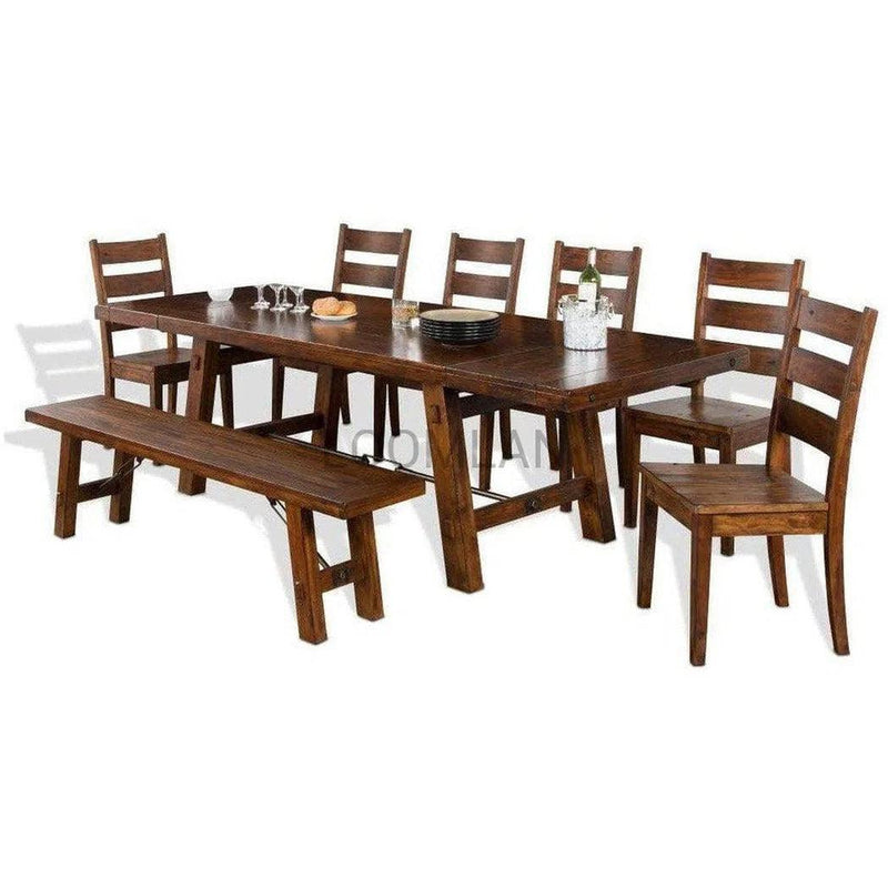 72 -106" Rustic Solid Wood Extendable Dining Table with 2 Leaves Dining Tables LOOMLAN By Sunny D