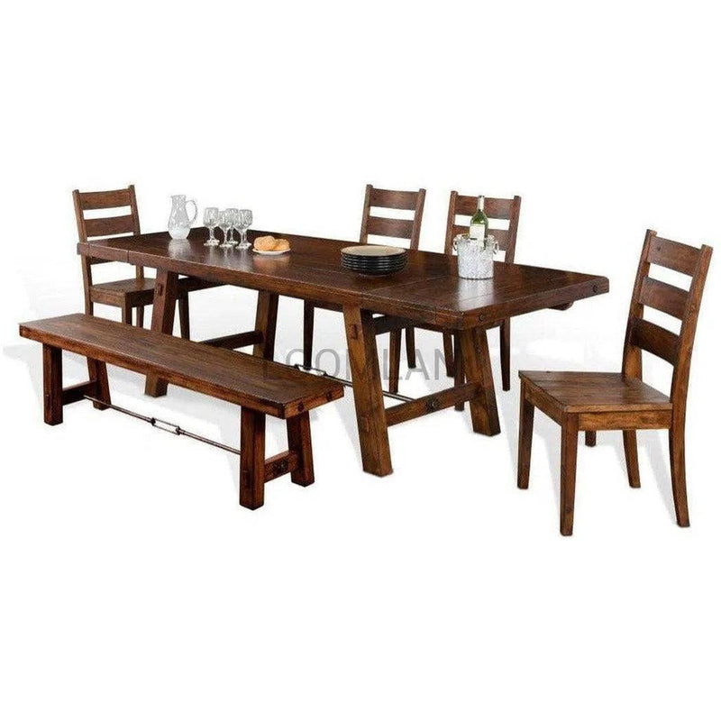 72 -106" Rustic Solid Wood Extendable Dining Table with 2 Leaves Dining Tables LOOMLAN By Sunny D