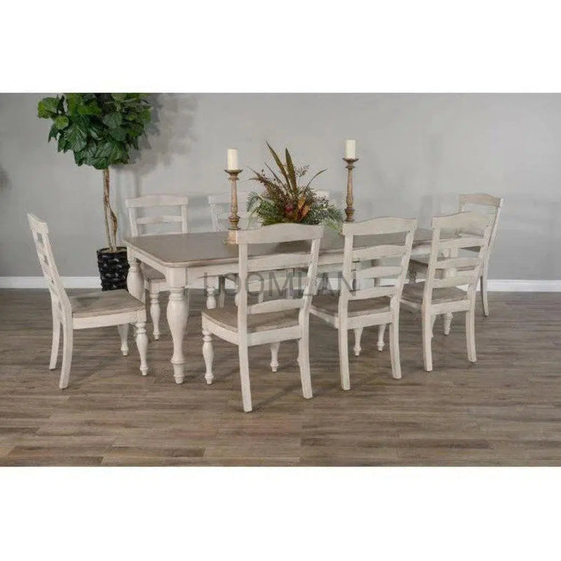 72-90" Off White Extendable Dining Table with Extension Leaf Dining Tables LOOMLAN By Sunny D