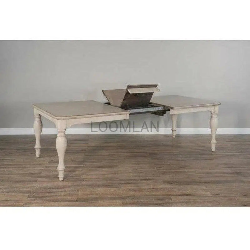 72-90" Off White Extendable Dining Table with Extension Leaf Dining Tables LOOMLAN By Sunny D