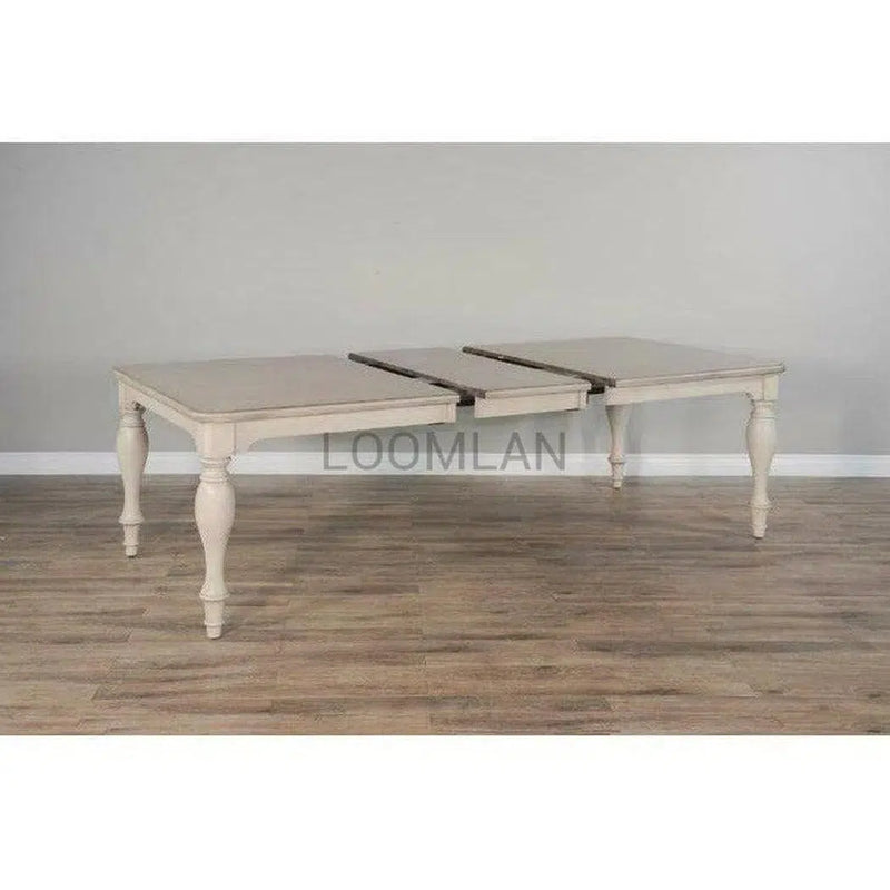 72-90" Off White Extendable Dining Table with Extension Leaf Dining Tables LOOMLAN By Sunny D