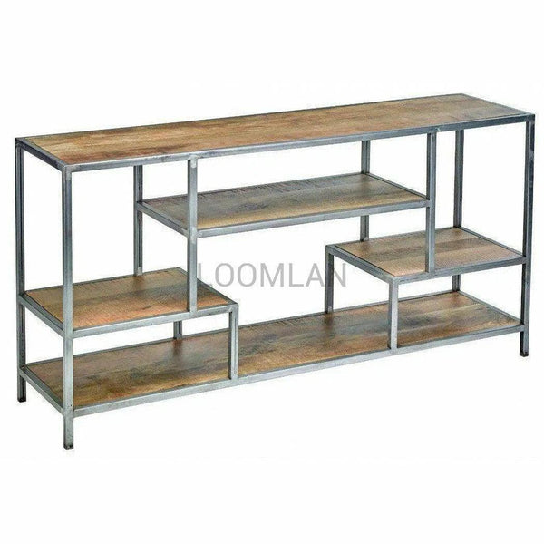 72" Tall Narrow Rustic Free Standing Staggered Etagere Etageres LOOMLAN By LOOMLAN