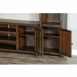 72" TV Stand Media Console Storage Cabinet Glass Doors Rustic Wood TV Stands & Media Centers LOOMLAN By Sunny D