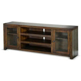 72" TV Stand Media Console Storage Cabinet Glass Doors Rustic Wood TV Stands & Media Centers LOOMLAN By Sunny D