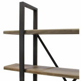 73" 4-Tiered Shelf Unit in Rustic Oak Finish with Iron Frame Etageres LOOMLAN By Diamond Sofa