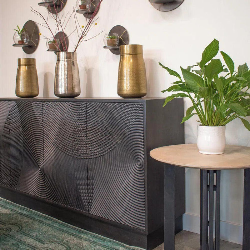 74" Brown Carved Spiral Sideboard for Dining Room Credenza Cabinet Sideboards LOOMLAN By LH Imports