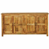 76" Reclaimed Wood Hand Carved 4 Door Print Block Sideboard Sideboards LOOMLAN By LOOMLAN