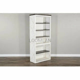 76" Tall Home Office White and Black Bookcase Display Storage Bookcases LOOMLAN By Sunny D