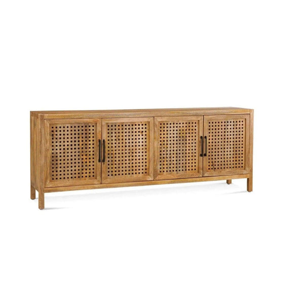 76" Wood Sideboard for Dining Room Carved Front Doors