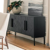 77" Reclaimed Wood Herringbone Pattern Black Fishbone Sideboard Sideboards LOOMLAN By Moe's Home