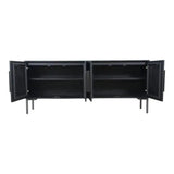 77" Reclaimed Wood Herringbone Pattern Black Fishbone Sideboard Sideboards LOOMLAN By Moe's Home