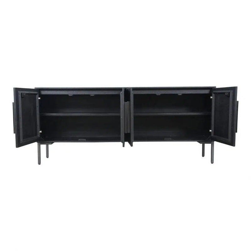 77" Reclaimed Wood Herringbone Pattern Black Fishbone Sideboard Sideboards LOOMLAN By Moe's Home