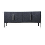 77" Reclaimed Wood Herringbone Pattern Black Fishbone Sideboard Sideboards LOOMLAN By Moe's Home