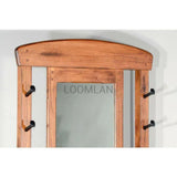 78" Narrow Rustic Entryway Bench Hall Tree With Mirror Bench Storage Hall Trees & Lockers LOOMLAN By Sunny D