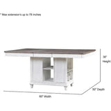 78" White Two-Tone Counter Height Dining Table With Storage Counter Tables LOOMLAN By Panama Jack